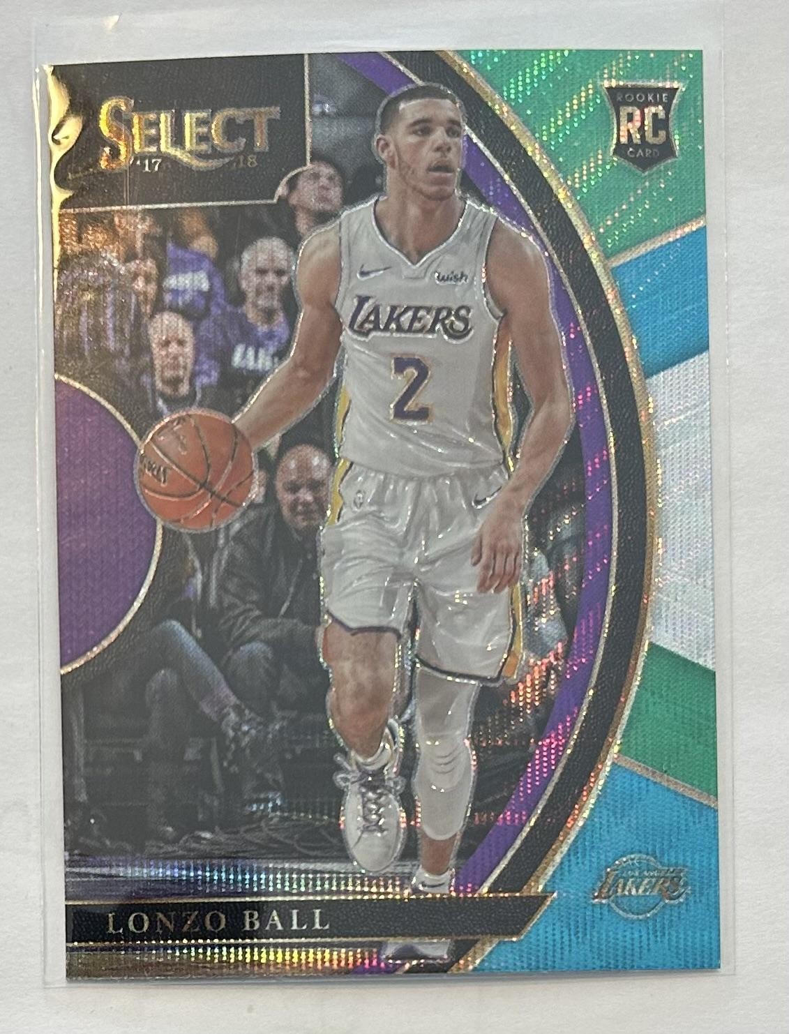2017-18 Panini Select #28 Lonzo Ball Tri-Color Prizms
