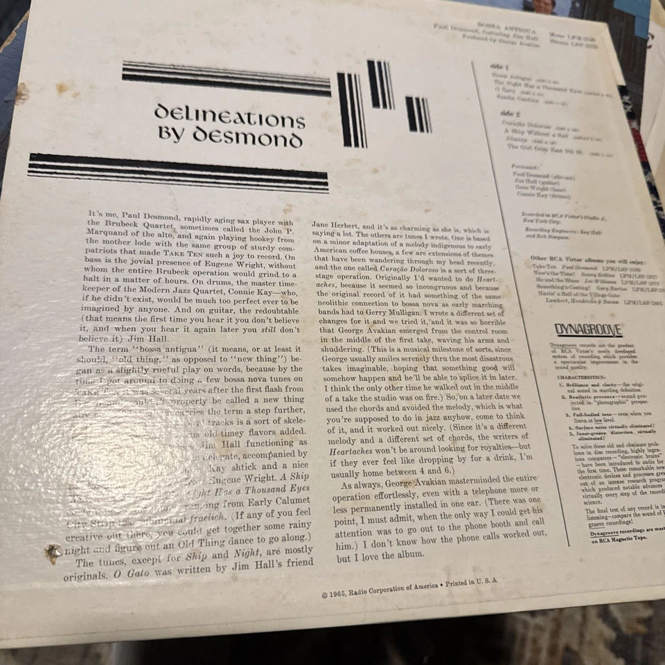 Lsp-3320 Paul Desmond Bossa Antigua RCA Victor Vinyl LP Stereo - Bild 4 von 4