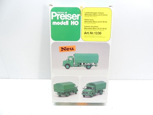 Preiser H0 1236 kit policía camión, sin construir, NUEVO en EMBALAJE ORIGINAL #69672 | Condition: Gebraucht
