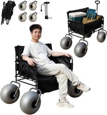 Beach Wagon Chair W 13 Balloon Wheels Foldable Cart W Big Wheels Sand Beach Wagon Chair W 13 Balloon Wheels Foldable Cart W Big Wheels Sand