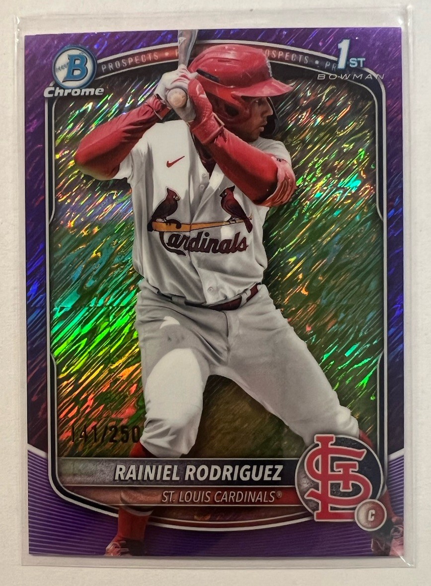 2025 Bowman Chrome Rainiel Rodriguez 1st Purple Shimmer #d 141/250