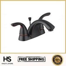 Glacier Bay Builders 4 in Centerset Double Handle Low Arc Bathroom Faucet Bronze