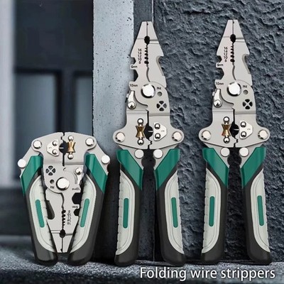 New Foldable Wire Stripper Crimper Cutter Multi Tool for Electricians