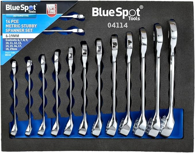 BlueSpot 14PCE Metric Stubby Spanner in Eva Foam (6-19MM) - Image 8