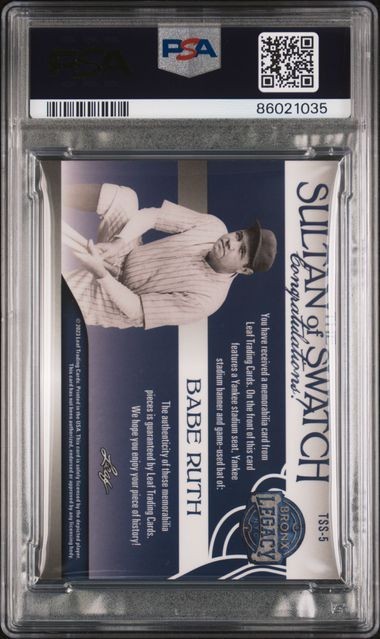 Babe Ruth Sultan of Swatch Relic Gold 1/1 2023 Leaf A Bronx Legacy PSA 8 view 2