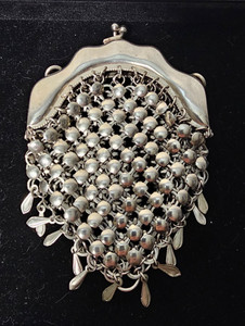 Vintage Small Wrist Chainmail Chain Link Coin Purse Silver Color