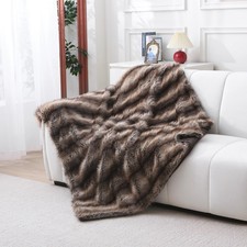 Luxury Thick Plush Faux Fox Fur Throw Blanket Warm Furry Cozy Soft Decorative...