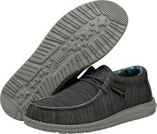 Hey Dude Wally Sox Charcoal Men's Slip On Loafer Shoes NEW