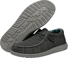 Hey Dude Wally Sox Charcoal Men's Slip On Loafer Shoes NEW
