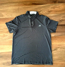 Adidas mesh print polo golf shirt size L Black and Grey with Tags