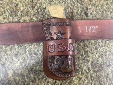 Leather Folding Knife Belt Loop Sheath Buck 112 Size (Sheath Only)