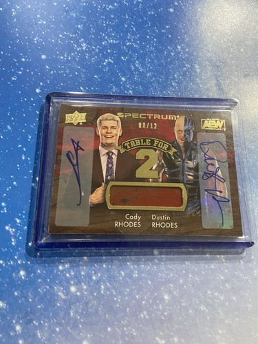 Cody Rhodes, Dustin Rhodes [Autograph] #T2-3 2021 Upper Deck AEW Spectrum Table for 2 Relics card