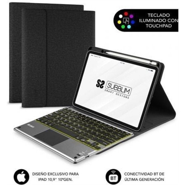 Funda Con Teclado Subblim Keytab Pro Bt Para Tablet Ipad10.9" 10a Gen/ Negra