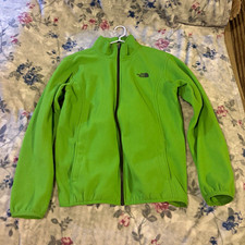 The North Face Boys Green Fleece Jacket Full Zip Pockets Logo Size 18/20
