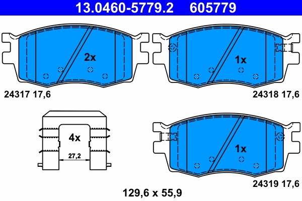 Bremsbelagsatz FÜR Hyundai I20 I (Pb, Pbt), KIA RIO II (Jb) - ATE 13.0460-5779.2-image