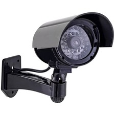 Fake Security Camera with Blinking Red LED Light Bulb Shape Dummy Surveillance