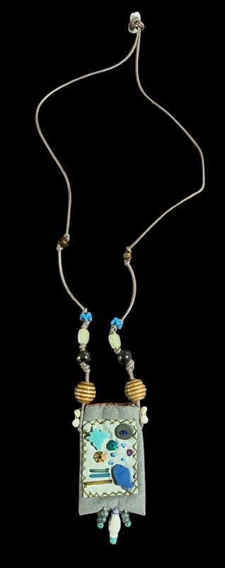 18” Long Handmade Beaded Necklace Medicine Pouch Tassel Boho