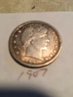 1907 barber quarter xf/ au