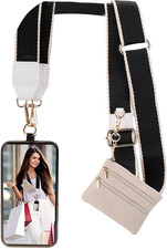 Clip and Go Strap for Phone with Wallet Crossbody, Phone Strap with Zippered Wal