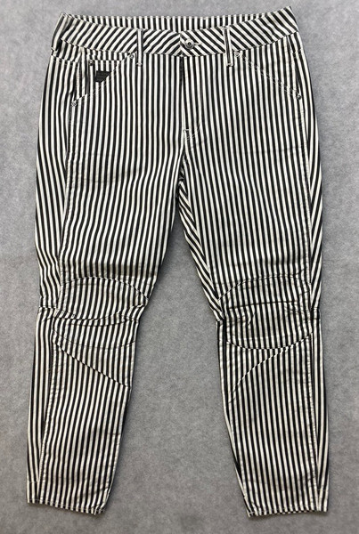 G-STAR RAW SIZE 28 WOMENS BLACK WHITE STRIPED CROPPED BOYFRIEND JEANS DENIM WORK