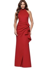 Xscape Patti Off Shoulder Gown Women 6 Red Ruffle Scuba Formal Evening Dress