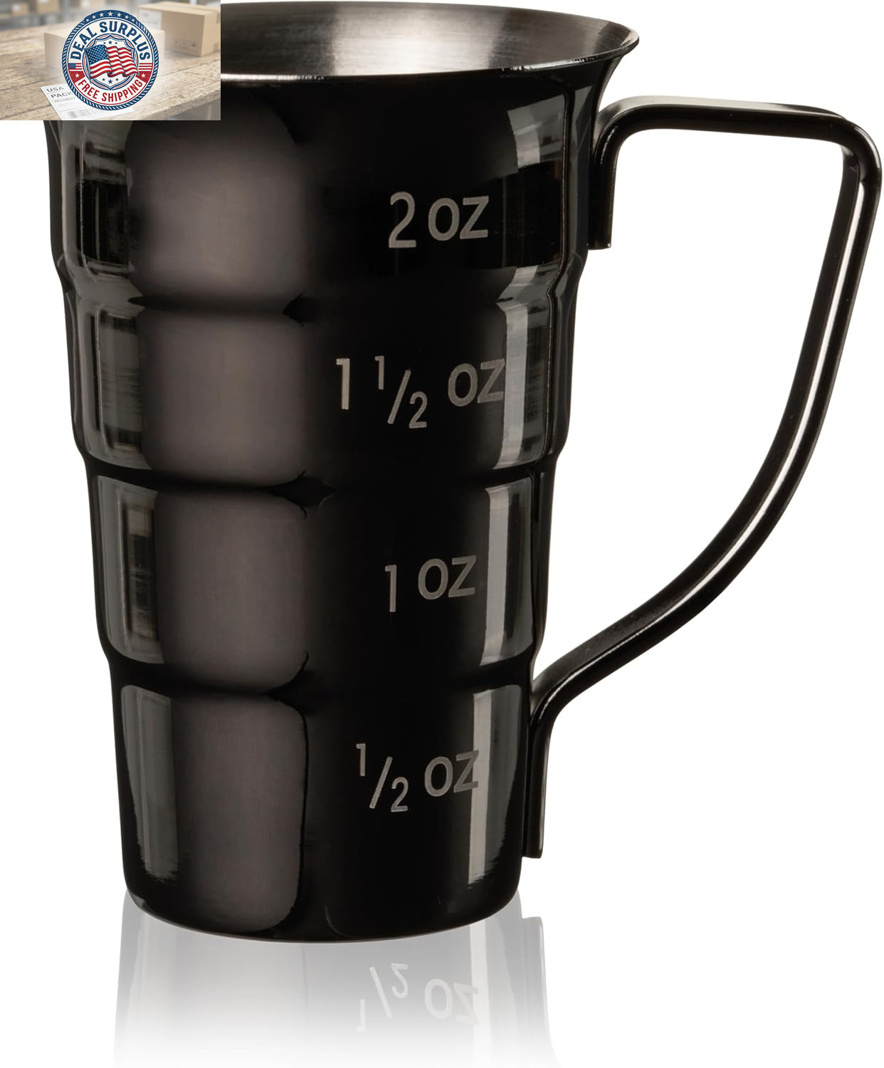 Gunmetal Stepped Jigger with Handle, 4 Measurement Markings, Measuring Cup for C