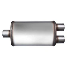 Exhaust Muffler Flow II Series Stainless Steel Oval Gray Exhaust Muffler 2.5"