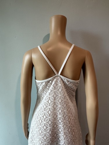 SO weißes Spitzenkleid mit durchgehendem Schlupf Rüschen verstellbare Träger geometrisch Größe S - Bild 5 von 7