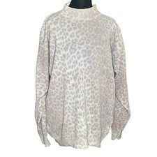 Vintage Lambswool Made in Italy Leopard Print Mock Neck Sweater Tan Neutral M