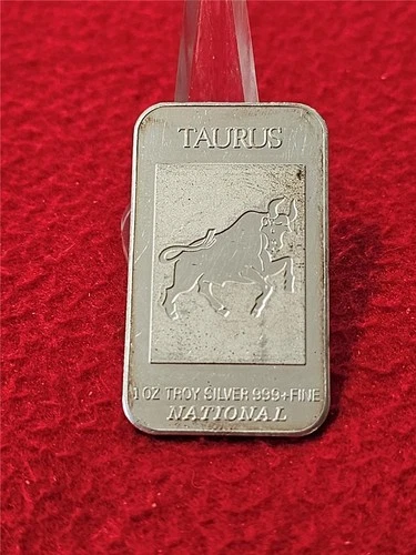 NATIONAL SILVER 1 TROY OZ 999.0 FINE SILVER INGOT.   TAURUS            #T1839