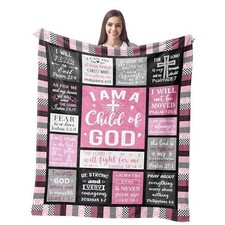 Christian Gifts for Women Blanket - I Am a Child of 80"x60" Christian - Pink