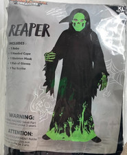 Glow Reaper Costume Spooktacular Mask Gloves Glows In the dark Childs XL 12-14