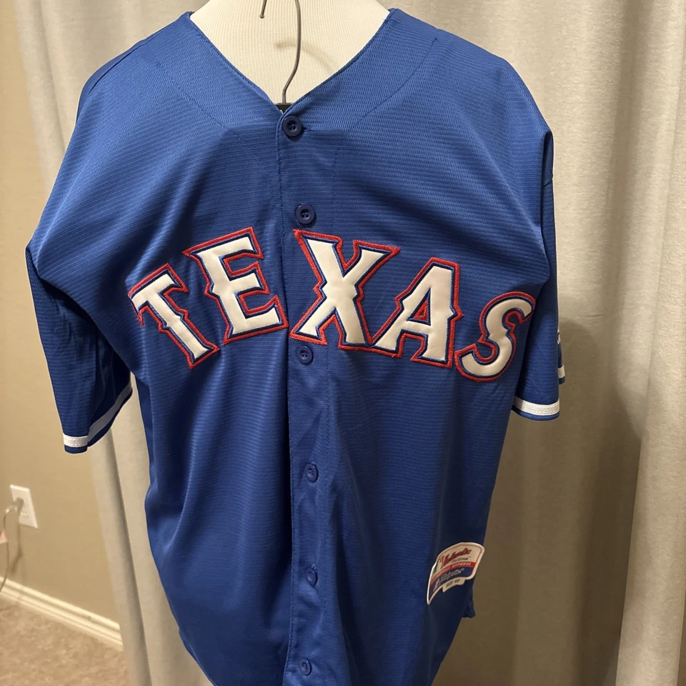 CAMISETA AZUL COLE HAMELS TEXAS RANGERS MLB AUTÉNTICA MAJESTUOSA #35 TALLA MEDIANA Foto 4 de 4