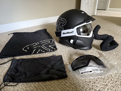 Ruroc RG1-DX Helmet - Black/White/Chrome + Xtra Lens, Bluetooth Audio And More