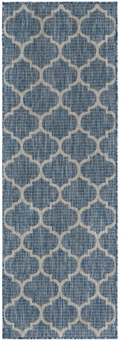 Unique Loom Outdoor Trellis Collection Area Rug (2' x 6' 1" Runner, Navy Blue... - Picture 3 of 12