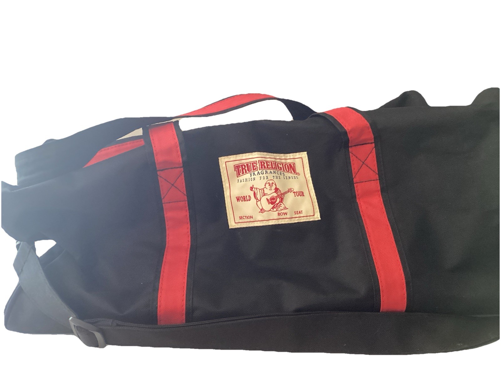 Y2K True Religion Fragrances World Tour Duffle Bag Canvas Lining-Red & Black
