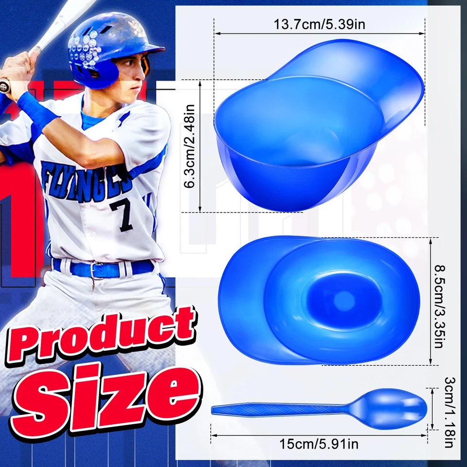 100 Pack Baseball Helmet Ice Cream Bowls 50pc Spoons and 50pc 8oz Mini Desser... - Image 2 of 4