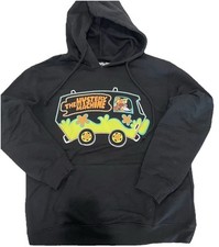 Scooby Doo Mystery Machine Junior Hooded Black Sweatshirt Groovy Raised Trim NWT