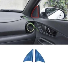 For Hyundai Kona 18-23 Blue Stainless A Pillar Post Front Triangle Cover Trim 2P