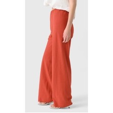 Vince 100 Linen Wide Leg Pants Orange Drawstring Waist Casual Size S