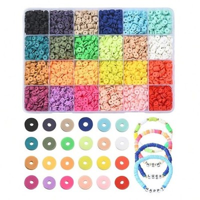 Echoed Elegance 24 Colors 3600 Pcs Clay Beads Kit for Bracelets Making, Flat ...