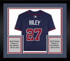 Framed Austin Riley Atlanta Braves Autographed Navy Nike Limited Jersey