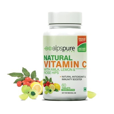 Alpspure Natural Vitamin C Tablets 60 Amla Lemon Rosehip Skin Immunity-FREE SHIP