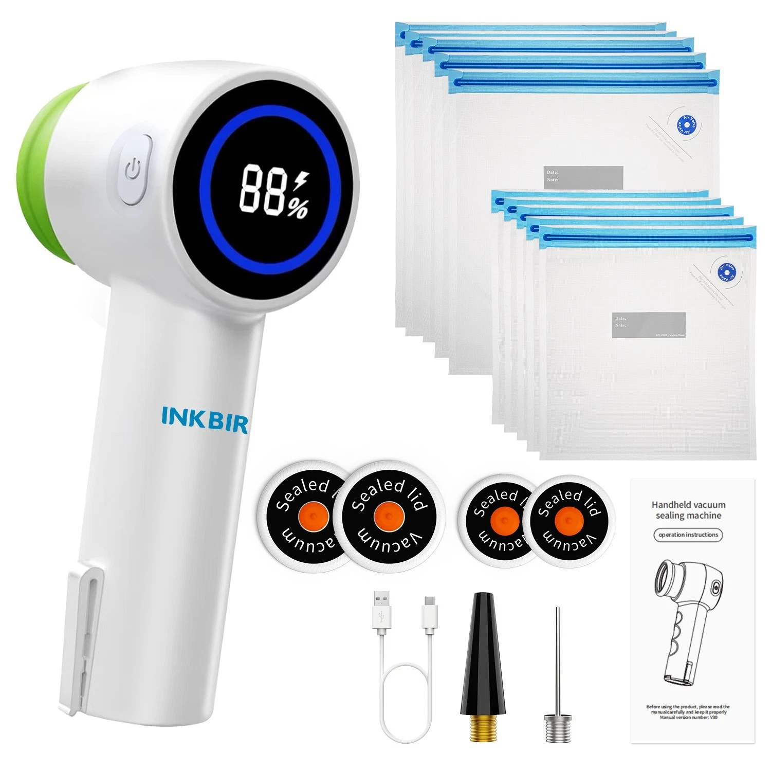 INKBIRD Handheld Food Vacuum Sealer 4 Mason Jar Lids Snack Preservation 60Kpa
Opens in a new window 