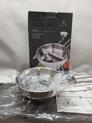 Hungry Artisa Food Mill Stainless Steel with 3 Grinding Discs - Rotary 