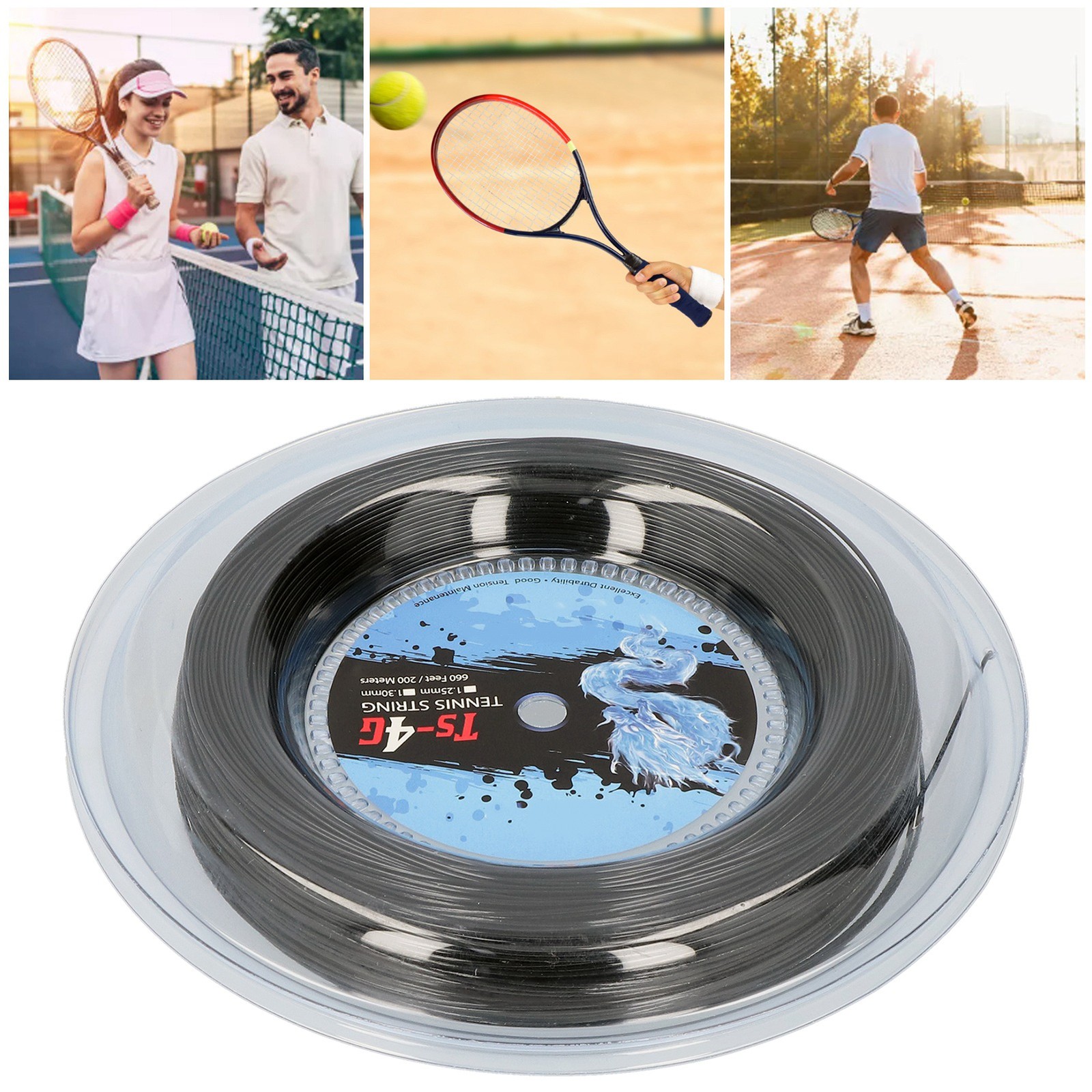 200m Polyester Tennis Racket String Round StrikeResistance Hard|
