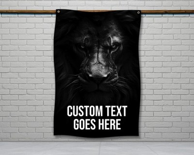 Lion Gym Flag - Motivational Weightlifting Decor for Home and Garage Gym
