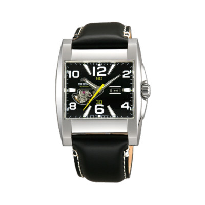 Nos Orient Metro Tank Watch Automatic semi skeleton Black dial CDBAA001B