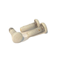LOT OF 6 WHITE STEEL KNURLED HEAD THUMB SCREW 8/32 THREAD, 1/2" SHANK 1/4" head