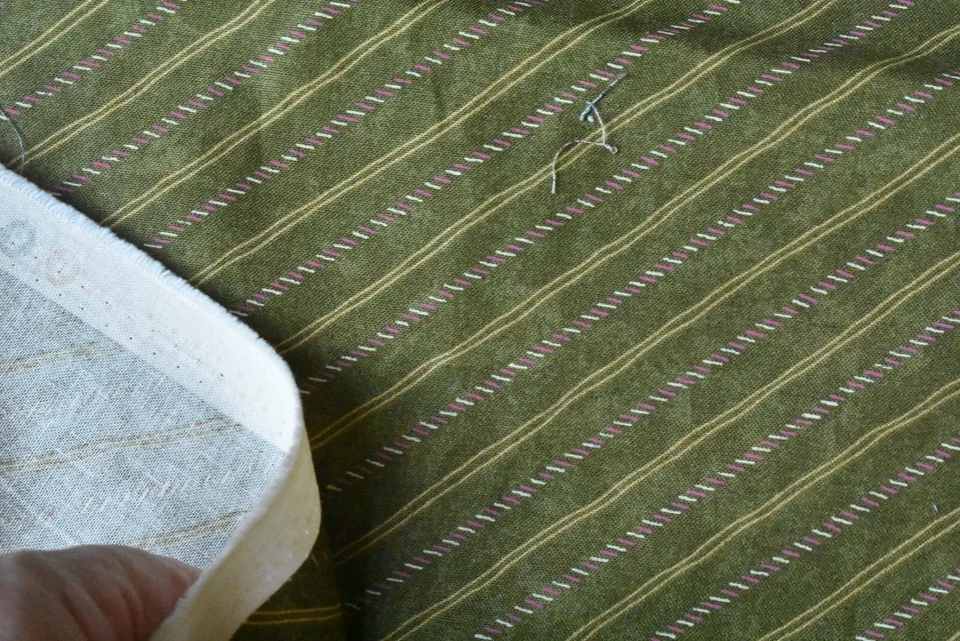 By 1/2 Yd, Pink & Gold Diagonal Stripes on Olive Cotton/Moda/Gervais,P8341 - Image 4 of 4